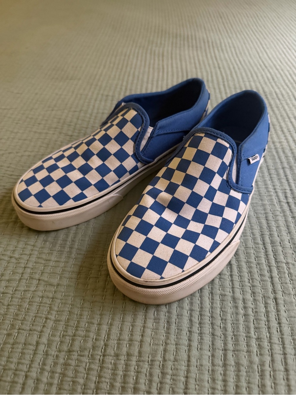 Blue and White Checkered Vans